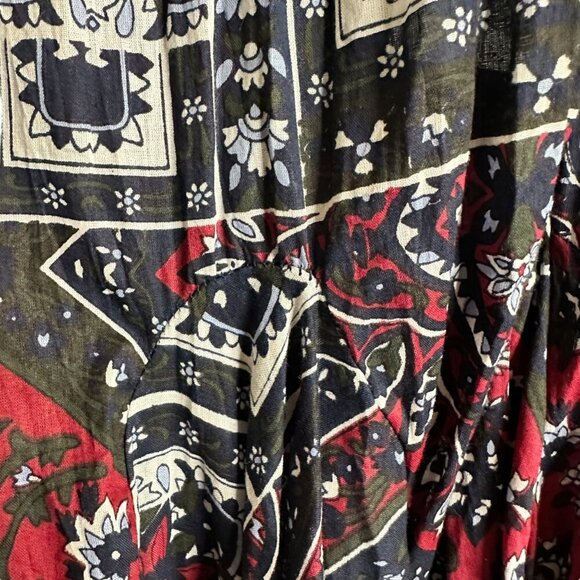 NWT Philosophy Bohemian Strapless Smocked Midi Dress Red & Blue Flowy Cottage SM - Picture 5 of 8